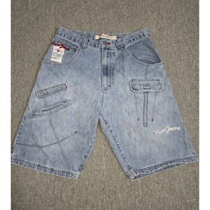 VTG Paco Jeans Denim Shorts Mens 36 Blue 90s Y2K Embroidered Logo Baggy Fit